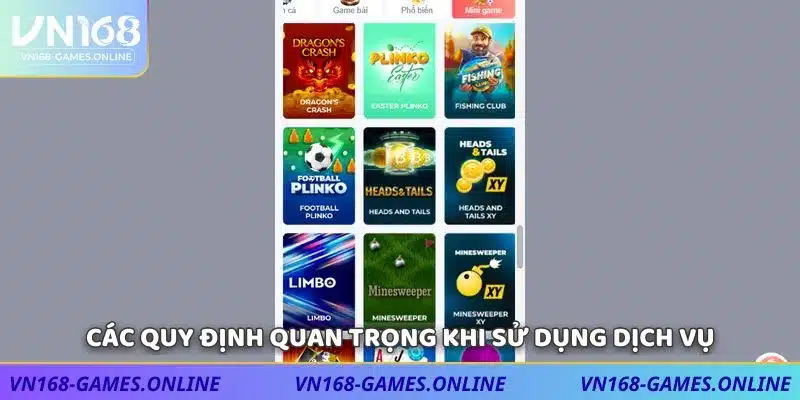 Các quy định quan trọng khi sử dụng dịch vụ